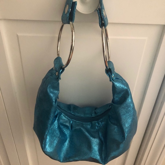 Mermaid Blue Metallic Bracelet Bag UNIQUE (Good Condition) So Unique & Cute - Picture 1 of 12